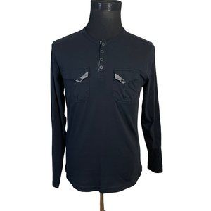 Buckle Black | Men's Athletic Fit Double Front Pockets Long Sleeve Shirt Small